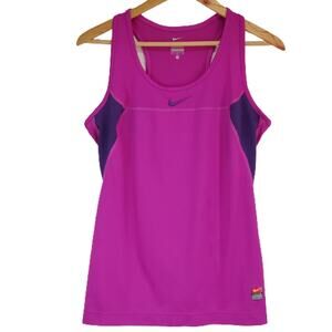 Nike Dri-Fit Racer Back Embroidered Logo Purple Top Medium